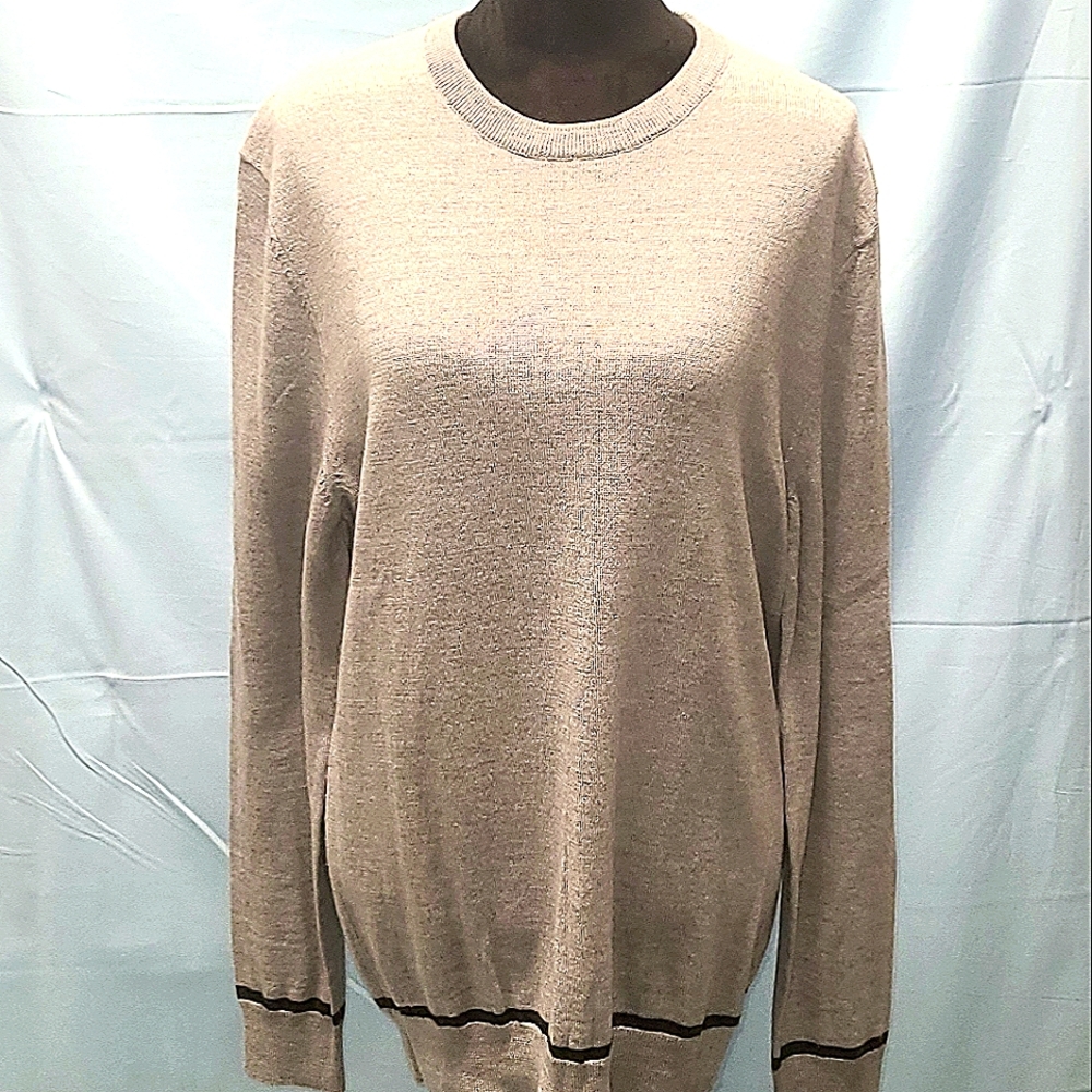 MERINO sweater Gray with black strip size medium Wool blend